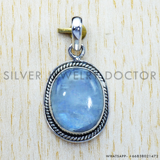 Rainbow Moonstone 925 Sterling Silver Pendant (SJWP-611) Rainbow Moonstone 925 Sterling Silver Pendant (SJWP-611)