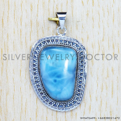 Larimar 925 Sterling Silver Pendant (SJWP-617)