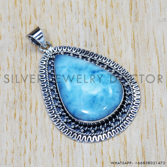 Larimar 925 Sterling Silver Pendant (SJWP-619) Larimar 925 Sterling Silver Pendant (SJWP-619)