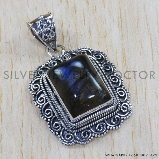 Labradorite 925 Sterling Silver Pendant (SJWP-620)
