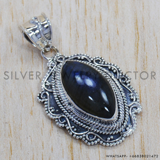 Labradorite 925 Sterling Silver Pendant (SJWP-621) Labradorite 925 Sterling Silver Pendant (SJWP-621)
