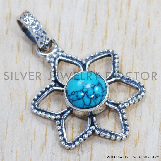 Turquoise 925 Sterling Silver Pendant (SJWP-626) Turquoise 925 Sterling Silver Pendant (SJWP-626)