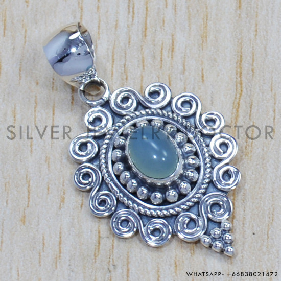Chalcedony 925 Sterling Silver Pendant (SJWP-629) Chalcedony 925 Sterling Silver Pendant (SJWP-629)