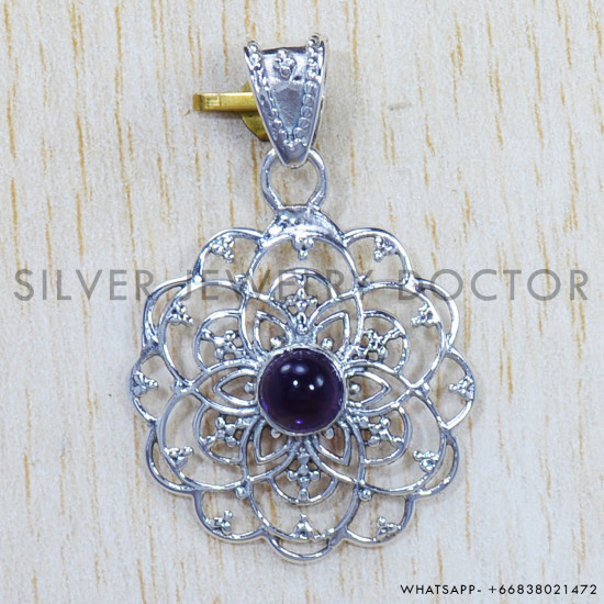 Amethyst 925 Sterling Silver Pendant (SJWP-634) Amethyst 925 Sterling Silver Pendant (SJWP-634)