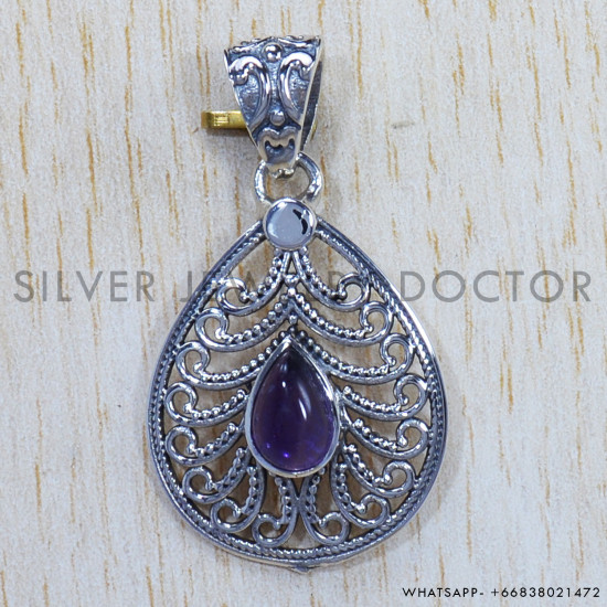 Amethyst 925 Sterling Silver Pendant (SJWP-636) Amethyst 925 Sterling Silver Pendant (SJWP-636)