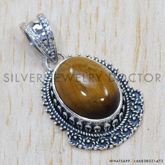Tiger Eye 925 Sterling Silver Pendant (SJWP-638) Tiger Eye 925 Sterling Silver Pendant (SJWP-638)