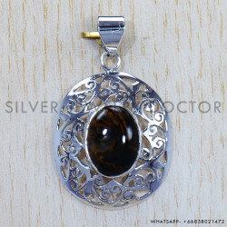 Tiger Jasper 925 Sterling Silver Pendant (SJWP-639)