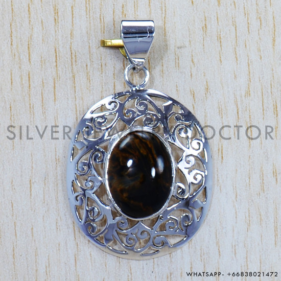 Tiger Jasper 925 Sterling Silver Pendant (SJWP-639) Tiger Jasper 925 Sterling Silver Pendant (SJWP-639)