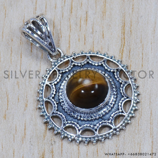 Tiger Eye 925 Sterling Silver Pendant (SJWP-647) Tiger Eye 925 Sterling Silver Pendant (SJWP-647)