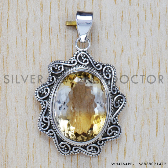 Citrine 925 Sterling Silver Pendant (SJWP-65) Citrine 925 Sterling Silver Pendant (SJWP-65)