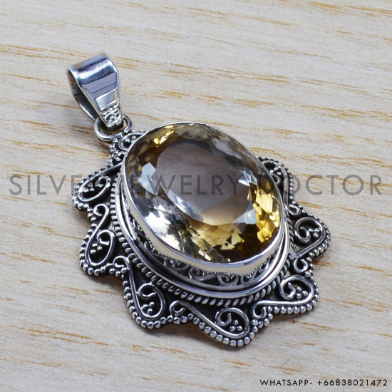 Citrine 925 Sterling Silver Pendant (SJWP-65) Citrine 925 Sterling Silver Pendant (SJWP-65)