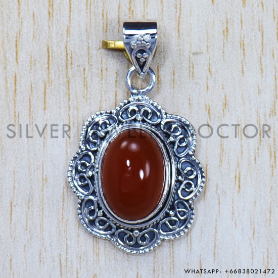 Carnelian 925 Sterling Silver Pendant (SJWP-650) Carnelian 925 Sterling Silver Pendant (SJWP-650)