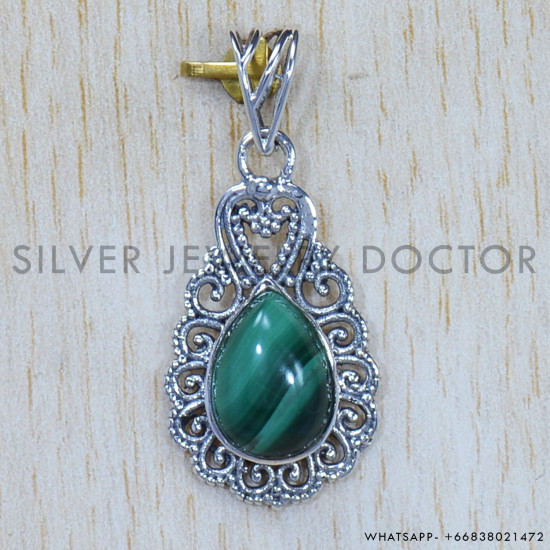 Malachite 925 Sterling Silver Pendant (SJWP-652) Malachite 925 Sterling Silver Pendant (SJWP-652)