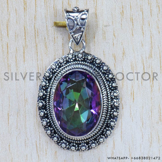 Mystic Topaz 925 Sterling Silver Pendant (SJWP-655) Mystic Topaz 925 Sterling Silver Pendant (SJWP-655)