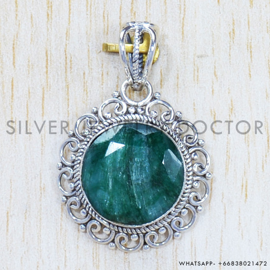 Emerald 925 Sterling Silver Pendant (SJWP-656) Emerald 925 Sterling Silver Pendant (SJWP-656)