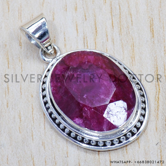 Ruby 925 Sterling Silver Pendant (SJWP-657) Ruby 925 Sterling Silver Pendant (SJWP-657)