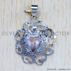 Rose Quartz 925 Sterling Silver Pendant (SJWP-659)