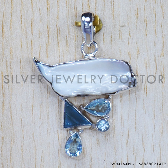 Multi Gemstone 925 Sterling Silver Pendant (SJWP-663) Multi Gemstone 925 Sterling Silver Pendant (SJWP-663)
