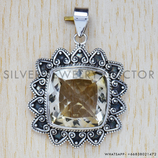 Citrine 925 Sterling Silver Pendant (SJWP-67) Citrine 925 Sterling Silver Pendant (SJWP-67)