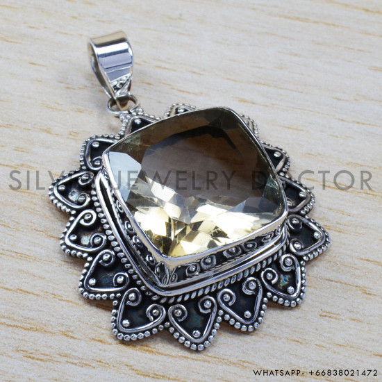 Citrine 925 Sterling Silver Pendant (SJWP-67) Citrine 925 Sterling Silver Pendant (SJWP-67)
