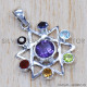 Multi Gemstone 925 Sterling Silver Pendant (SJWP-670) Multi Gemstone 925 Sterling Silver Pendant (SJWP-670)