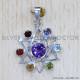 Multi Gemstone 925 Sterling Silver Pendant (SJWP-670) Multi Gemstone 925 Sterling Silver Pendant (SJWP-670)