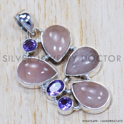 Multi Gemstone 925 Sterling Silver Pendant (SJWP-674)