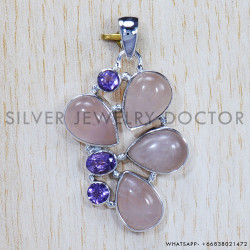 Multi Gemstone 925 Sterling Silver Pendant (SJWP-674)