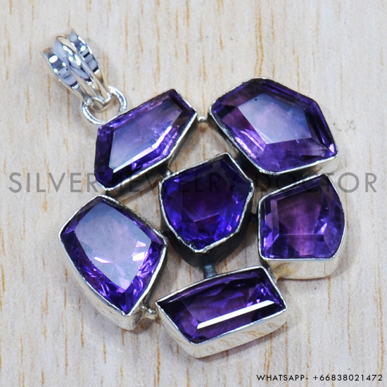Amethyst 925 Sterling Silver Pendant (SJWP-678) Amethyst 925 Sterling Silver Pendant (SJWP-678)