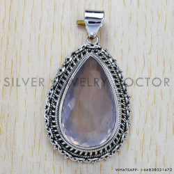 Rose Quartz 925 Sterling Silver Pendant (SJWP-68) Rose Quartz 925 Sterling Silver Pendant (SJWP-68)