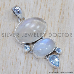 Multi Gemstone 925 Sterling Silver Pendant (SJWP-680)