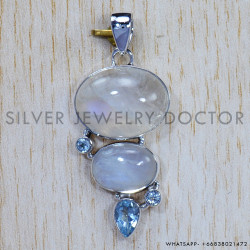 Multi Gemstone 925 Sterling Silver Pendant (SJWP-680)