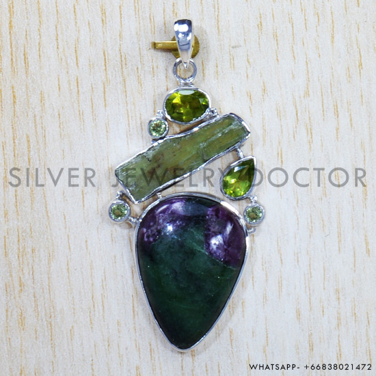 Multi Gemstone 925 Sterling Silver Pendant (SJWP-681) Multi Gemstone 925 Sterling Silver Pendant (SJWP-681)