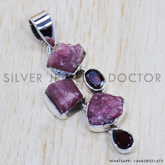 Multi Gemstone 925 Sterling Silver Pendant (SJWP-689) Multi Gemstone 925 Sterling Silver Pendant (SJWP-689)