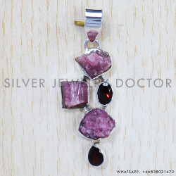 Multi Gemstone 925 Sterling Silver Pendant (SJWP-689)