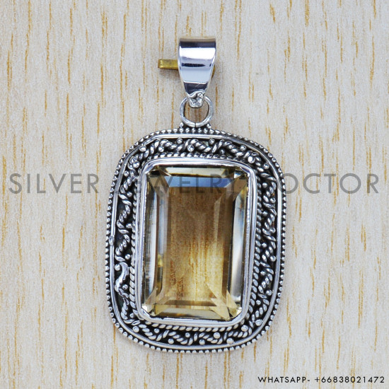 Citrine 925 Sterling Silver Pendant (SJWP-69) Citrine 925 Sterling Silver Pendant (SJWP-69)