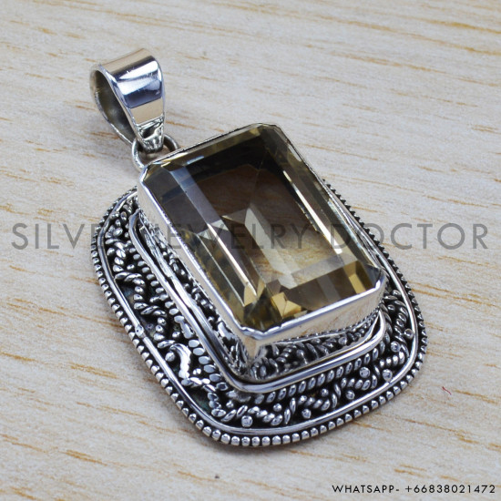 Citrine 925 Sterling Silver Pendant (SJWP-69) Citrine 925 Sterling Silver Pendant (SJWP-69)