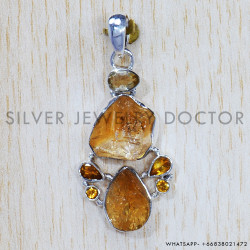 Multi Gemstone 925 Sterling Silver Pendant (SJWP-692)