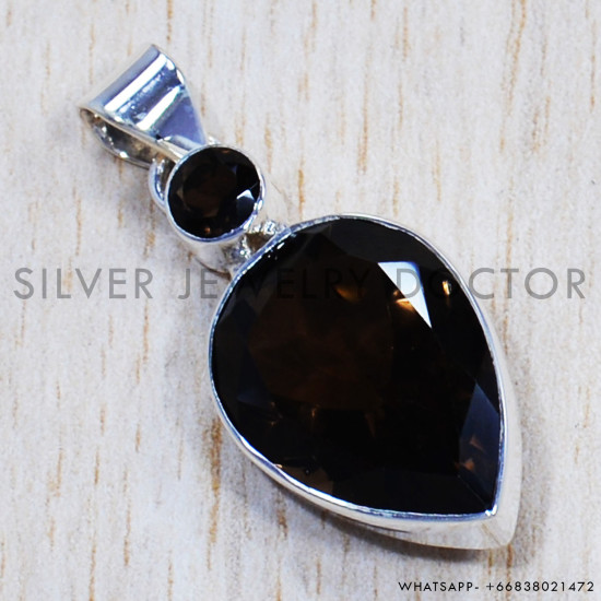 Smoky Quatz 925 Sterling Silver Pendant (SJWP-693) Smoky Quatz 925 Sterling Silver Pendant (SJWP-693)