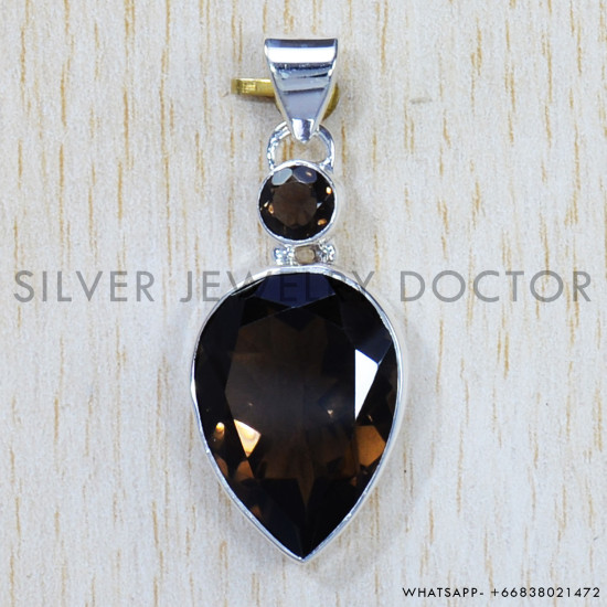 Smoky Quatz 925 Sterling Silver Pendant (SJWP-693) Smoky Quatz 925 Sterling Silver Pendant (SJWP-693)