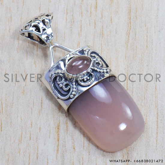Rose Quartz 925 Sterling Silver Pendant (SJWP-695) Rose Quartz 925 Sterling Silver Pendant (SJWP-695)