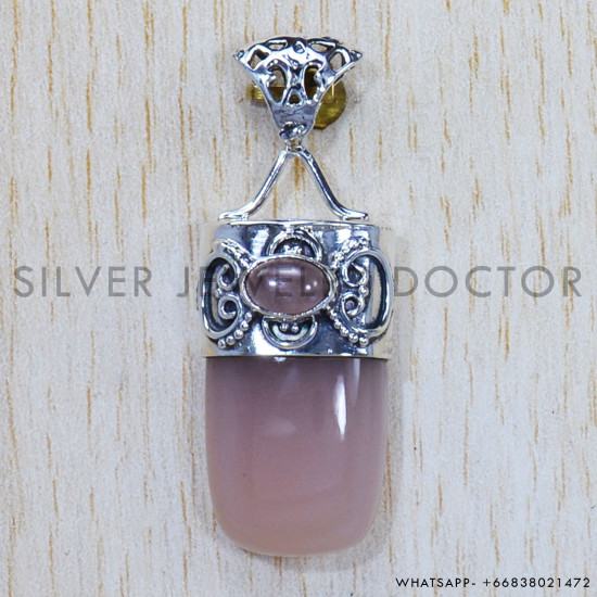 Rose Quartz 925 Sterling Silver Pendant (SJWP-695) Rose Quartz 925 Sterling Silver Pendant (SJWP-695)