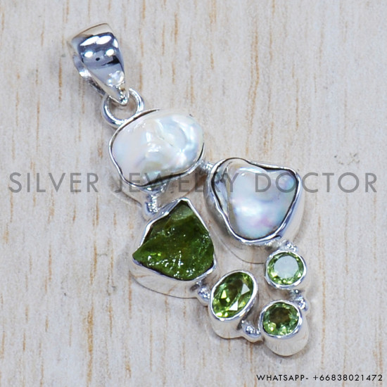 Multi Gemstone 925 Sterling Silver Pendant (SJWP-698) Multi Gemstone 925 Sterling Silver Pendant (SJWP-698)