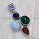 Multi Gemstone 925 Sterling Silver Pendant (SJWP-700) Multi Gemstone 925 Sterling Silver Pendant (SJWP-700)
