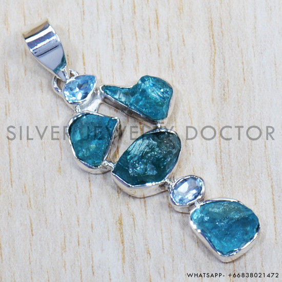 Multi Gemstone 925 Sterling Silver Pendant (SJWP-702)