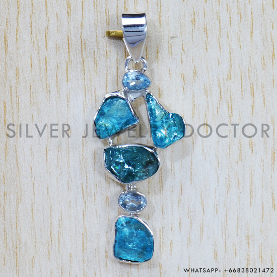 Multi Gemstone 925 Sterling Silver Pendant (SJWP-702)