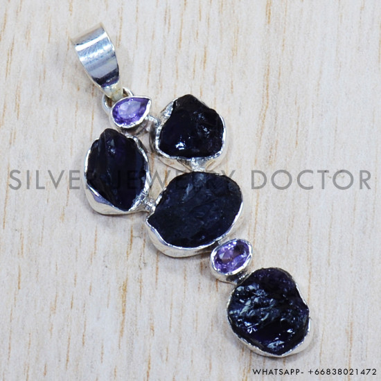 Multi Gemstone 925 Sterling Silver Pendant (SJWP-703)