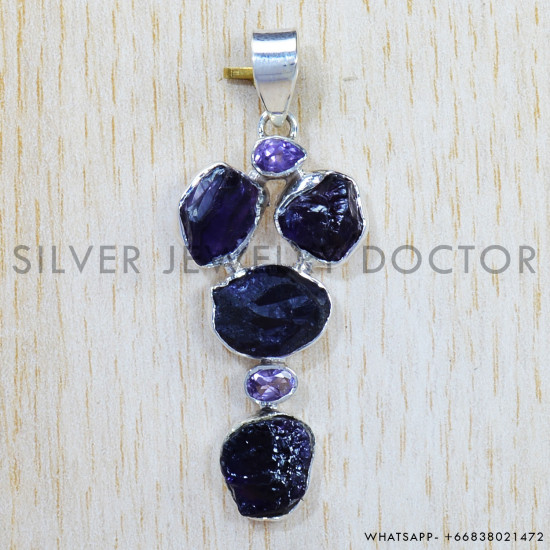 Multi Gemstone 925 Sterling Silver Pendant (SJWP-703)