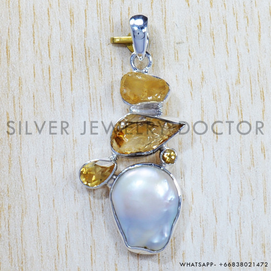 Multi Gemstone 925 Sterling Silver Pendant (SJWP-706) Multi Gemstone 925 Sterling Silver Pendant (SJWP-706)