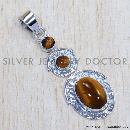 Tiger Eye 925 Sterling Silver Pendant (SJWP-708) Tiger Eye 925 Sterling Silver Pendant (SJWP-708)